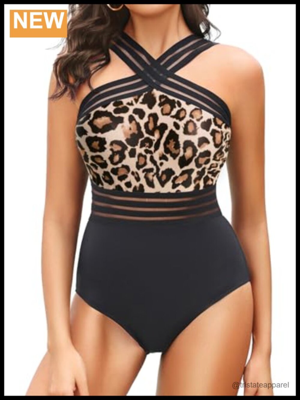 Crisscross One Piece Swimsuit Mesh Tummy Control Slimming